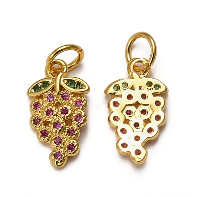 Autumn Theme Brass Micro Pave Cubic Zirconia Charms X-ZIRC-L093-22G-1