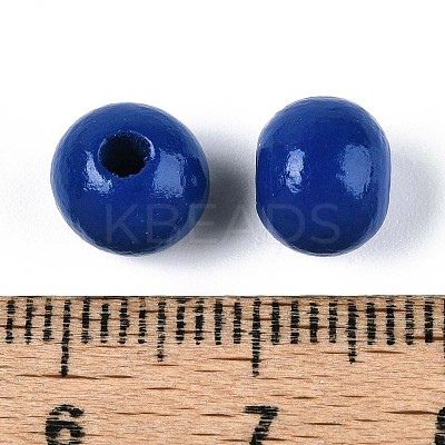 Spray Painted Round Natural Schima Wood Beads LS-WOOD-A018-8mm-17-1