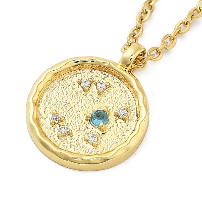 304 Stainless Steel Cubic Zirconia Constellation Flat Round Pendants LS-STAS-S145-01A-1