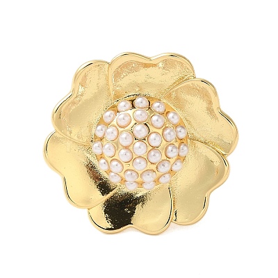Flower Brass Open Cuff Rings RJEW-A046-06G-1