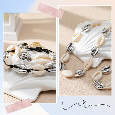 80Pcs Electroplated Natural Cowrie Shell Beads BSHE-LT0001-06P-1