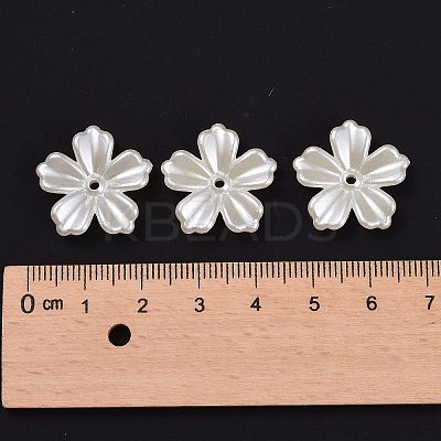 5-Petal Flower ABS Plastic Imitation Pearl Bead Caps LS-X-OACR-R016-21-1