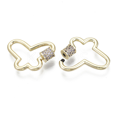 Brass Micro Pave Cubic Zirconia Screw Carabiner Lock Charms KK-R136-071E-NF-1