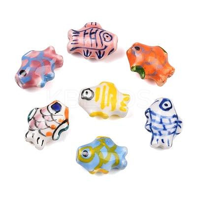Handmade Fish Porcelain Beads PORC-S446-M-1