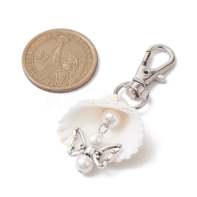 Angel Alloy & Natural Shell Pendant Decorations HJEW-JM02016-03-1