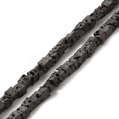 Electroplated Natural Lava Rock Beads Strands G-Q1009-B01-02B-1