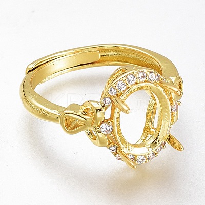 Adjustable Brass Micro Pave Clear Cubic Zirconia Solitaire Ring Settings ZIRC-I049-11G-1
