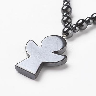 Non-magnetic Synthetic Hematite Pendant Necklaces NJEW-G290-18-1
