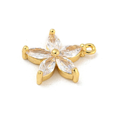 Rack Plating Brass Clear Cubic Zirconia Pendants KK-P277-21G-1