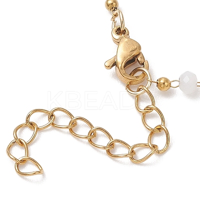 Handmade Faceted Rondelle Glass Beaded Link Chain Necklaces NJEW-JN05744-01-1