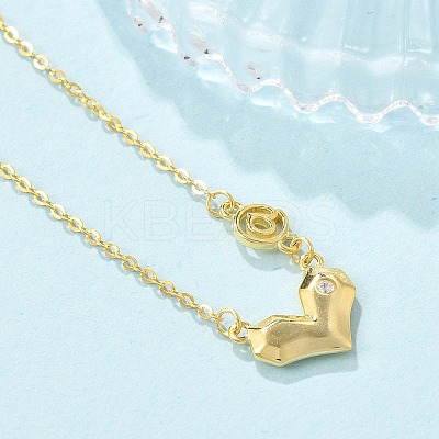 925 Sterling Silver Pave Clear Cubic Zirconia Heart Pendant Necklaces for Women NJEW-D315-04G-1