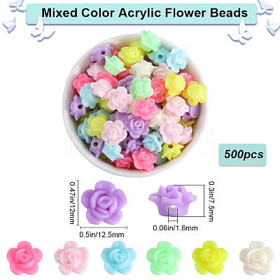 500Pcs Opaque Acrylic Beads MACR-SP0001-09-1