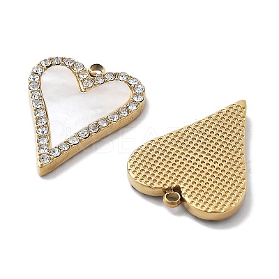 PVD Vacuum Plating 304 Stainless Steel Pave Shell Pendants STAS-R130-06G-1