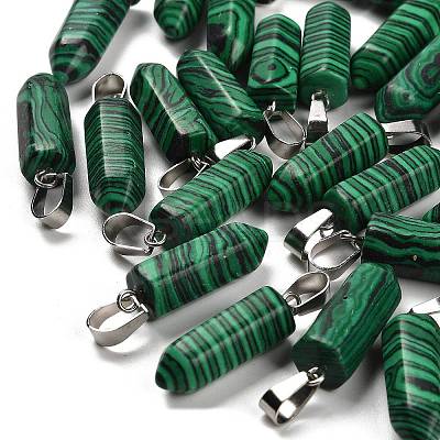 Synthetic Malachite Pendants G-Z067-07P-02-1