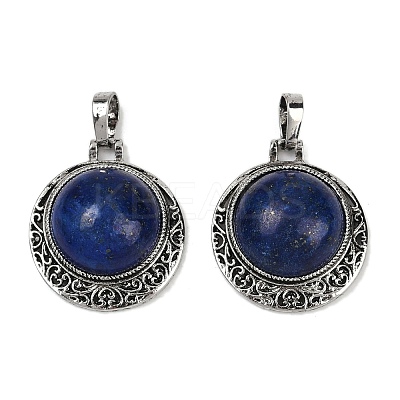 Dyed Natural Lapis Lazuli Half Round Pendants PALLOY-R159-01AS-09-1