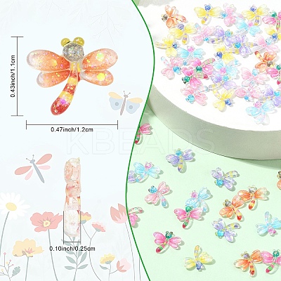 60Pcs 6 Colors Translucent Resin Cabochons RESI-YW0005-76-1