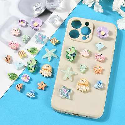 30Pcs 15 Styles Ocean Theme Opaque Resin Decoden Cabochons RESI-YW0001-84-1