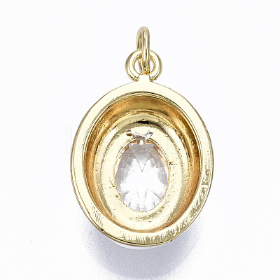 Brass Clear Cubic Zirconia Pendants ZIRC-S067-022-NR-1