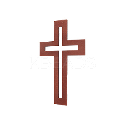 Wood Cross Wall Decoration AJEW-WH0348-328-1