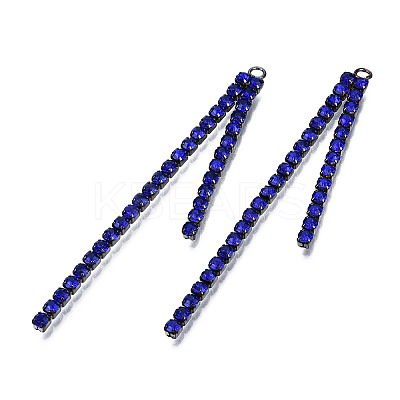 Rack Plated Brass Pave Rhinestone Chain Tassel Shape Big Pendants KK-N216-418-01B-1