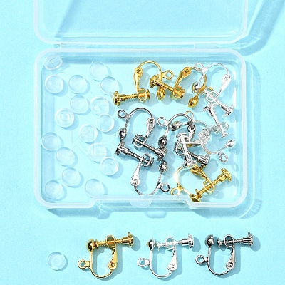12Pcs 3 Colors Brass Screw On Clip-on Earring Findings KK-FS0001-29-1