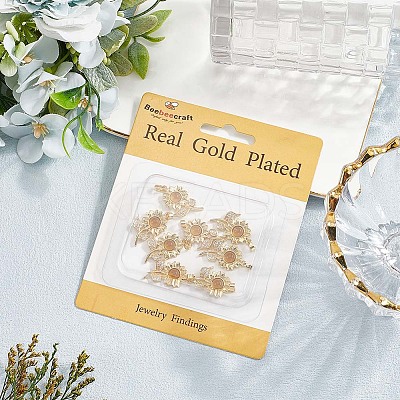 8Pcs Brass Micro Pave Cubic Zirconia with Resin Pendants KK-BBC0020-65-1