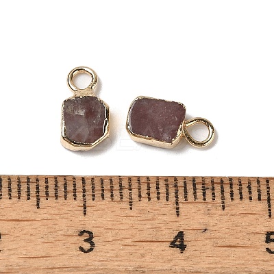 Natural Strawberry Quartz Rectangle Charms G-Q169-07G-04-1