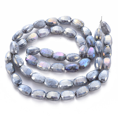 Opaque Baking Paint Crackle Glass Beads Strands EGLA-S174-21G-1