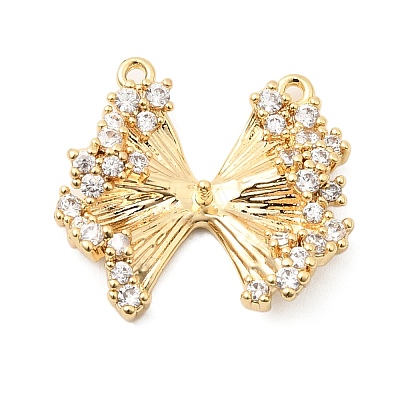 Brass Pave Clear Cubic Zirconia Pendants KK-G553-05G-1