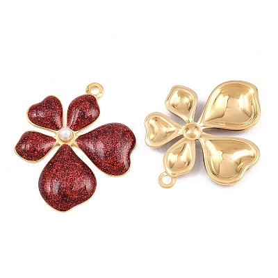 304 Stainless Steel Enamel & Glitter Powder & ABS Plastic Pearl Pendants STAS-G398-23G-03-1