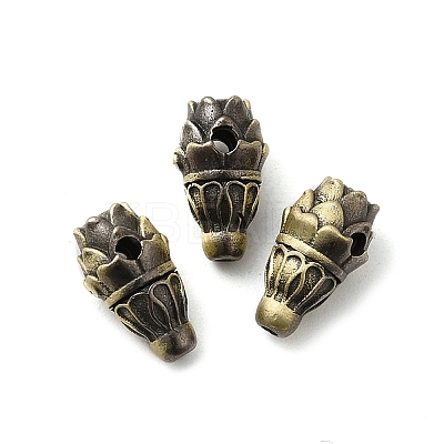 Lotus Flower Tibetan Style Rack Plating Brass 3 Hole Guru Beads KK-Q805-10AB-1
