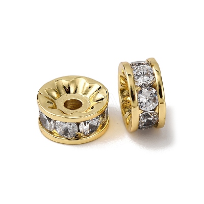 Brass Micro Pave Cubic Zirconia Beads KK-A270-02A-G-1