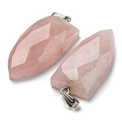 Natural Rose Quartz Pointed Pendants G-M405-07P-03-1