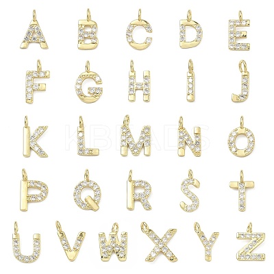 Brass Micro Pave Clear Cubic Zirconia Pendants KK-I476-01G-1