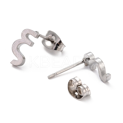 Tarnish Resistant 304 Stainless Steel Greek Alphabet Stud Earrings STAS-D007-07P-22-1