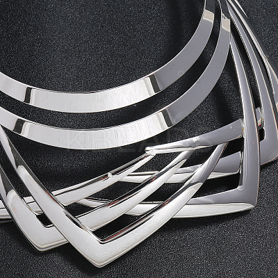 Iron Geometric Multi-Layer Cuff Statement Necklaces for Women WG85588-02-1