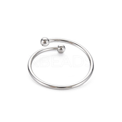 Non-Tarnish 304 Stainless Steel Double Beaded Thin Open Cuff Rings RJEW-N038-048P-1