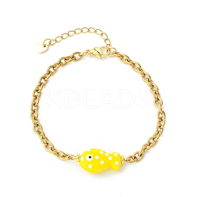 Handmade Porcelain Beads Link Bracelets BJEW-JB13676-1