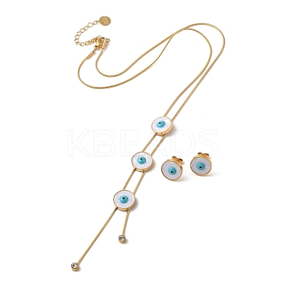 Ion Plating(IP) Evil Eye 304 Stainless Steel Jewelry Set SJEW-H306-04G-1