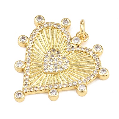 Brass Micro Pave Clear Cubic Zirconia Pendants X-KK-L275-71L-G-1