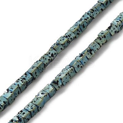 Electroplated Natural Lava Rock Beads Strands G-Q1009-B01-02F-1