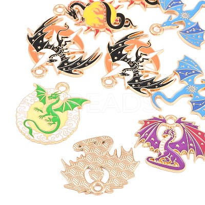 10Pcs Alloy Enamel Pendants X-ENAM-P268-01G-1