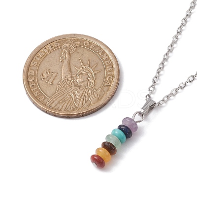 Natural & Synthetic Mixed Gemstone Disc Pendant Necklaces NJEW-JN04623-01-1
