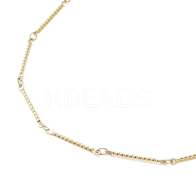 Ion Plating(IP) 304 Stainless Steel Twist Bar Link Chain Necklace NJEW-K249-08G-1