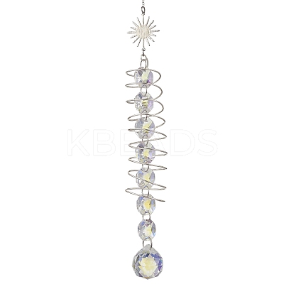 Glass Round & Octagonal Beads Hanging Suncatchers HJEW-JM04605-01-1