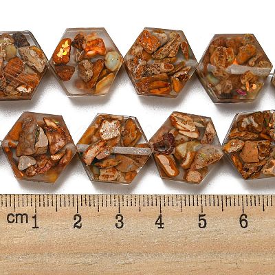 Dyed Natural Imperial Jasper with Resin Beads Strands G-G083-D04-01-1