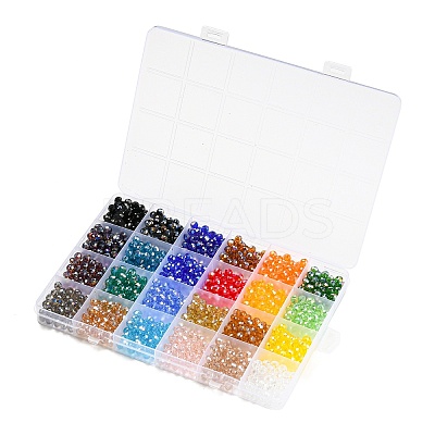 1008Pcs 24 Color Transparent Glass Bead GLAA-H026-03-1