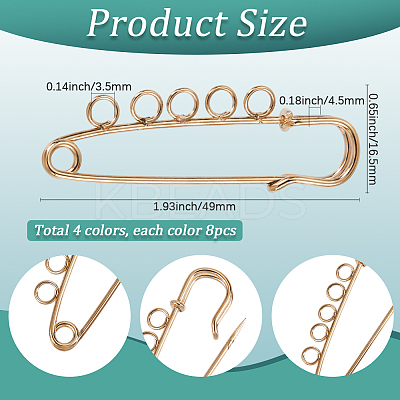 32Pcs 4 Colors Iron Brooch Findings IFIN-SC0001-81-1