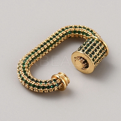 Brass Micro Pave Cubic Zirconia Screw Carabiner Lock Charms FIND-WH0420-114B-1