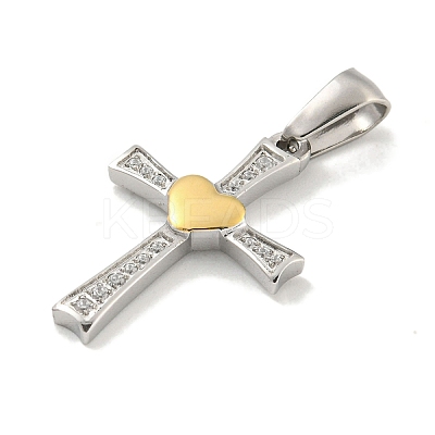 Ion Plating(IP) 304 Stainless Steel Cubic Zirconia Pendants STAS-C102-05GP-1